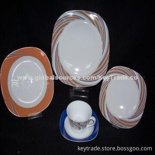 Fine Porcelain 20 Pieces of Dinner Set in Square Shape with Decal